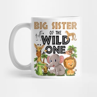 Big Sister Of The Wild One Birthday 1st Safari Jungle Family Mug